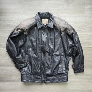 Unisex Classic Black Leather Bomber Jacket